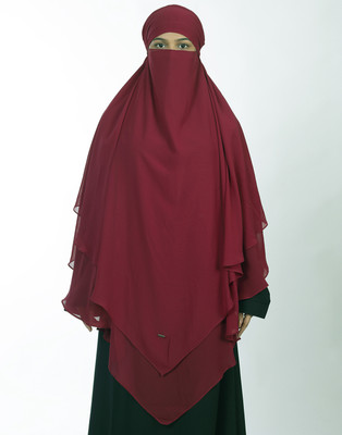 Ana Georgette Solid Burqa(Maroon)