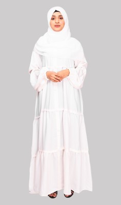 DUA ABAYA Nida Matte Solid Burqa With Hijab(White)