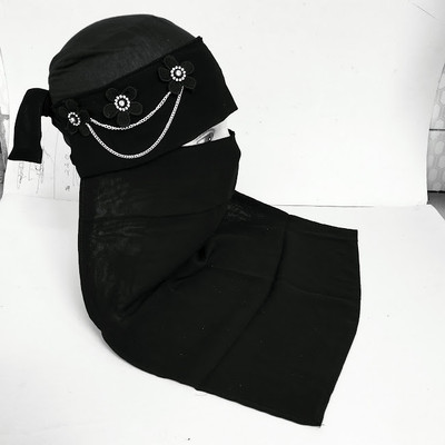 ABEEHAS Chiffon Solid Abaya(Black)