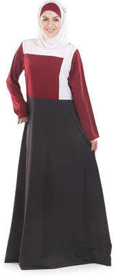 Momin Libas Polyester Solid Abaya(Maroon)