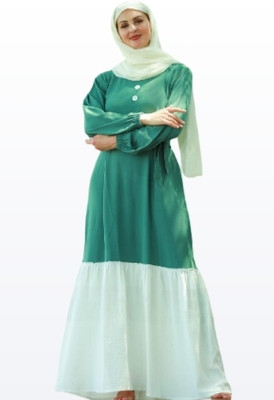 JDABAYA Crepe Self Design Abaya(Green)