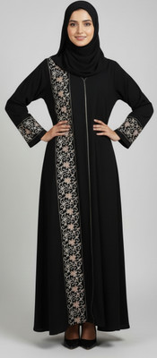 S.n garments Polyester Solid Naqab With Hijab(Black)