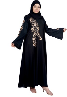 LUZANABAYA Nida Matte Solid Abaya With Hijab(Black)