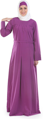 Momin Libas Polyester Solid Abaya(Purple)