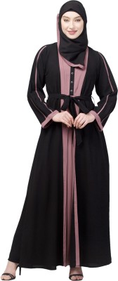 N4N Garments Nida Matte Solid Burqa With Hijab(Black, Pink)