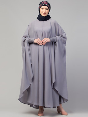 Nazneen Nida Matte Solid Abaya(Grey)