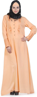 Momin Libas Polyester Solid Abaya(Orange)