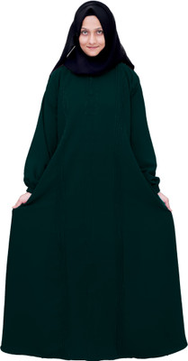 fmfashionhouse Polyester Self Design Burqa With Hijab(Green)