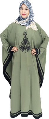HouseOfCommon Crepe Self Design Abaya(Green)