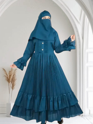 HouseOfCommon Cotton Blend Self Design Burqa With Hijab(Blue)