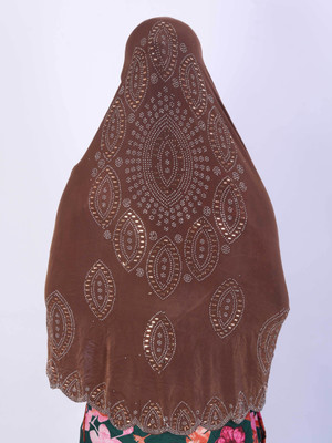 TEXNOVA Polyester Self Design Abaya(Brown)