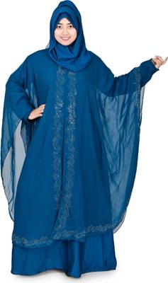 WELCOME STYLE Women's Plain Jacket Style Nida Abaya Burka with Hijab Scarf Burka with Hija Cotton Lycra Blend Burqa With Hijab