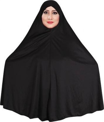 Dhyeyu Chiffon Solid, Self Design, Graphic Print Burqa(Black)