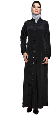 Momin Libas Polyester Solid Abaya(Black)
