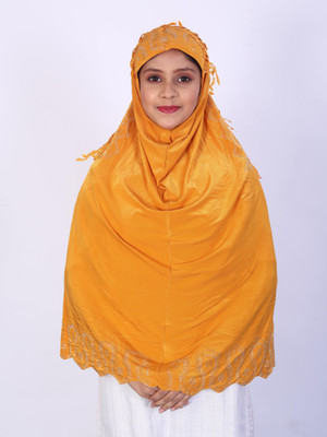 TEXNOVA Polyester Self Design Abaya(Yellow)