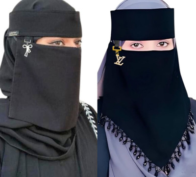 CRENCH CREATION Chiffon Solid Naqab(Black)