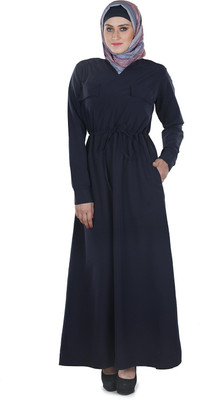 Momin Libas Polyester Abaya(Blue)