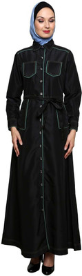 Momin Libas Polyester Solid Abaya(Black)