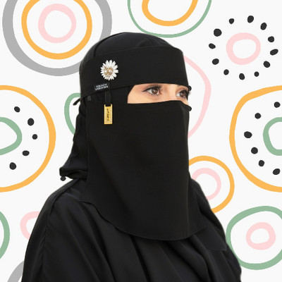 aadesh enterpries Chiffon Solid Naqab(Black)