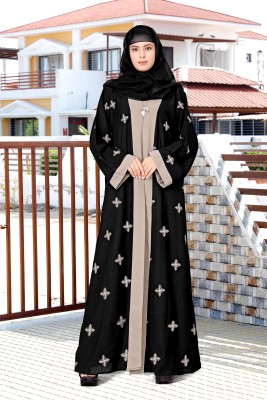 AMBAJI FASHION Crepe Solid Burqa With Hijab(Black)