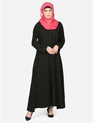 HIJAB WORLD Nida Matte Solid Burqa(Black)