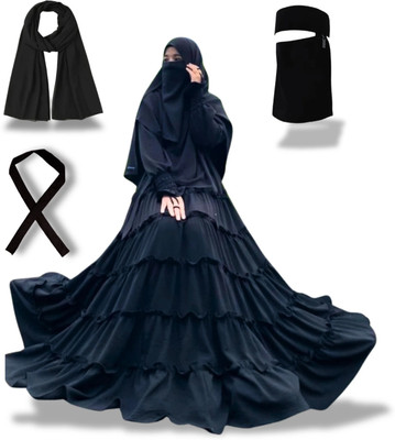 RM Dresses Cotton Blend Self Design Burqa With Hijab(Black)