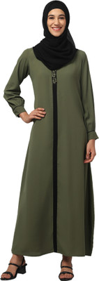 HAMOODIA Nida Matte Solid Abaya(Green)