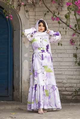 SARINKU Polyester Abaya(White)
