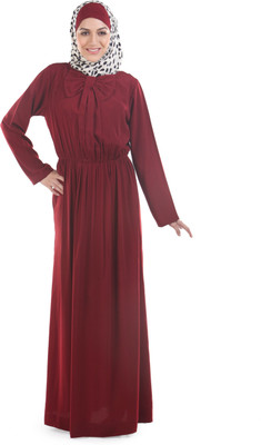 Momin Libas Polyester Solid Abaya(Maroon)