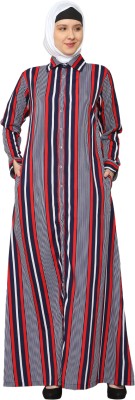 Momin Libas Polyester Striped Abaya(Multicolor)