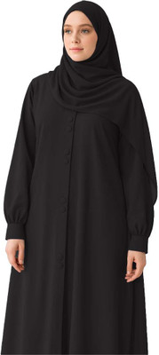 aaruh Polyester Solid Abaya(Black)