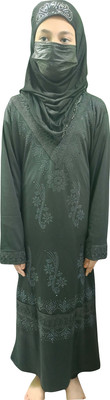 shophome Georgette Self Design Burqa With Hijab(Black)
