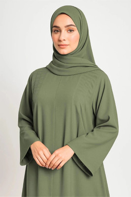 aaruh Polyester Solid Abaya(Green)