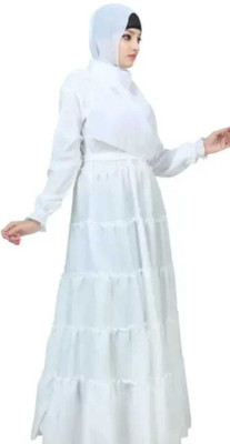 Unique Creation Cotton Blend Solid Burqa With Hijab(White)
