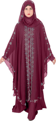 SSCOLECTION Polyester Solid Burqa With Hijab(Maroon)
