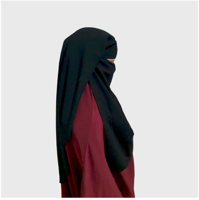 UNIQUE QUEEN Chiffon Solid Abaya(Black)