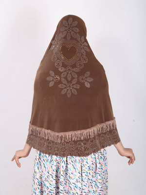 TEXNOVA Polyester Self Design Abaya(Brown)