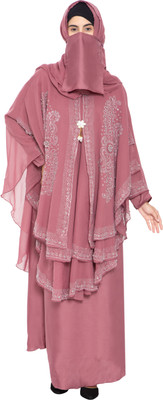 Hera Polyester Burqa With Hijab(Pink)