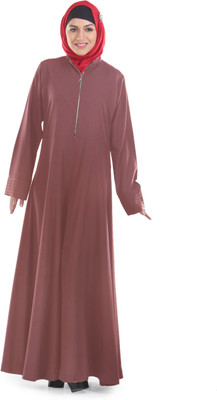 FORELEVY Polyester Solid Abaya(Maroon)