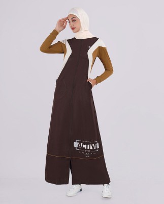 SILK ROUTE London Polyester Abaya(Brown)