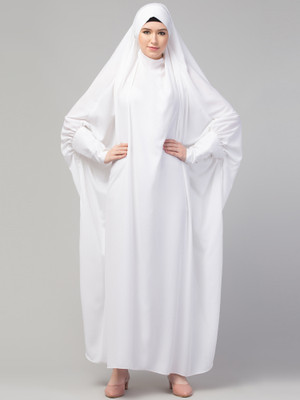 BAHAYA Nida Matte Solid Abaya(White)
