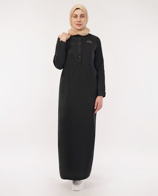SILK ROUTE London Polyester Solid Abaya(Black)