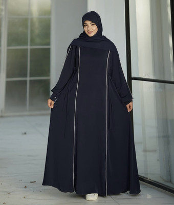 ArebianDesigner Cotton Silk Self Design Burqa With Hijab(Black)