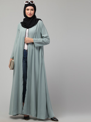 HIJAB WORLD Nida Matte Solid Burqa(Grey)