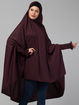 VERMELLO Polycotton Solid Burqa(Brown)