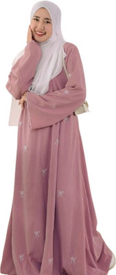 Hera Polyester Self Design Burqa With Hijab(Pink)