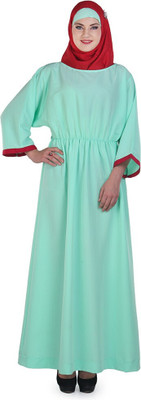 Momin Libas Polyester Solid Abaya(Blue)