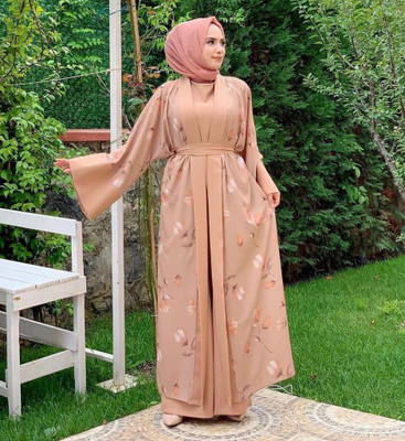 ovais abaya collection Nida Matte Solid Burqa With Hijab(Gold)