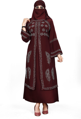 Unstop Nida Matte Solid Burqa With Hijab(Maroon)