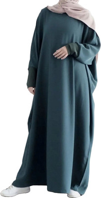 ovais abaya collection Nida Matte Solid Abaya With Hijab(Green)